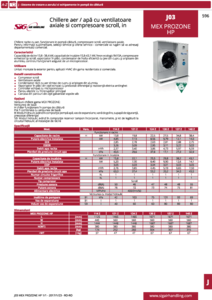 J03 - Chillere aer-apa cu ventilatoare axiale si compresoare scroll Mex Prozone - prezentare detaliata